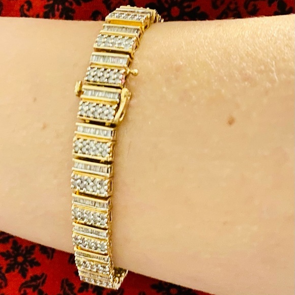 6.44 cttws GENUINE DIAMOND 10K GOLD BRACELET - Picture 5 of 16